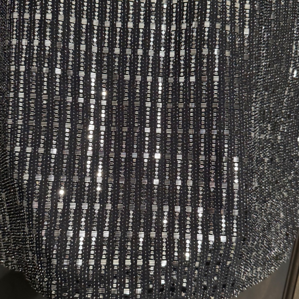 Anne Klein Womens Black Silver Sequin Striped Open Front Cardigan Jacket Medium - Picture 5 of 9